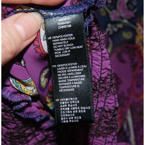 Medium (Plz Read) Forever 21 Twenty One Sheer Top Tie Keyhole Neck Ruffle Purple - Picture 10 of 10